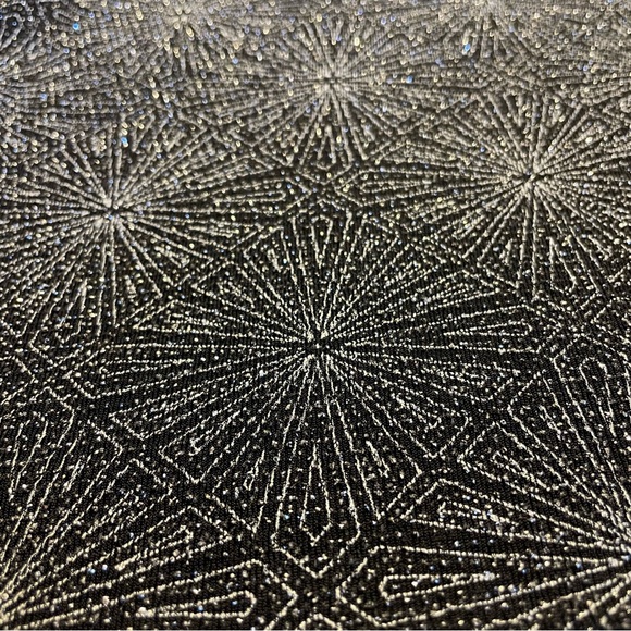 H&M Sparkly Bodycon Backless Jersey Dress Black Silver Geometric - Picture 7 of 14